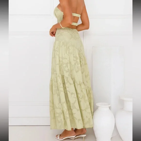 Hello Molly Strapless Maxi Dress Sage Green - Picture 2 of 6